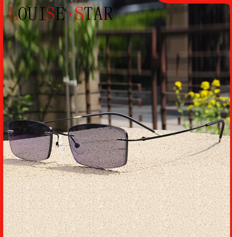 

High Quality Anti-Blue Light Frameless Unisex UltraLight Titanium Anti-Radiation Sunglasses Color Changing Reading Glasses