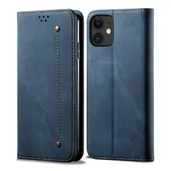For iPhone 12 Mini Denim Leather Magnetic Wallet Flip Cover Card Slot Foldable Non-slip Full Protective Cover For iPhone 12 Mini