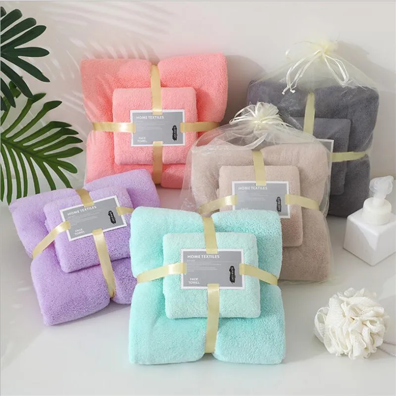 Microfiber Towel Set 17 Colors Coral Fleece Hair Drying Towel Microfibre Swimming Hand Bath Towel Sets Bathroom Towels Microfiber Set