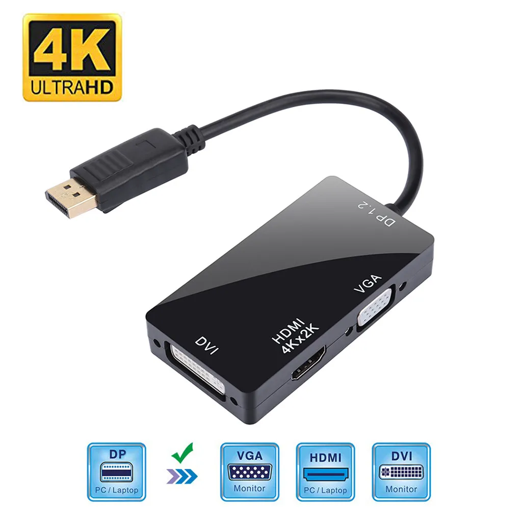 Ouhaobin 3 в 1 Дисплей порт 2 DP к HDMI DVI VGA Кабель адаптер 1080P дисплей конвертер разъем| |