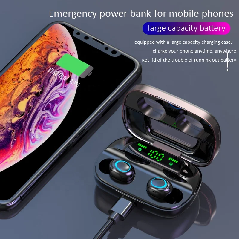 Waterproof In Ear S11tws 5 0 Earphone 8D Stereo Wireless Earbuds Mini Wireless Earphone Headset with 2200mah Power Bank Earphone