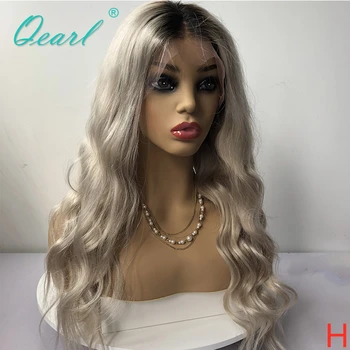 

Glueless Full Lace Human Hair Wigs Ombre Light Blonde Color Wig Brazilian Wavy Remy Hair 150% PrePlucked Hairline Qearl