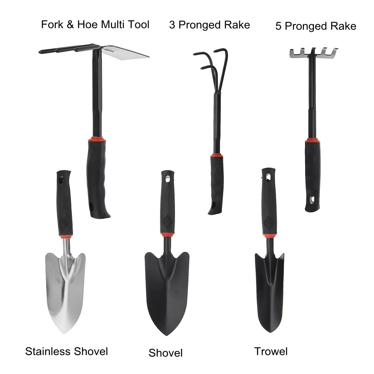 Hand Weeding Fork Steel Transplant Digging Tool Trowel Shovel Hoe 5 Pronged 