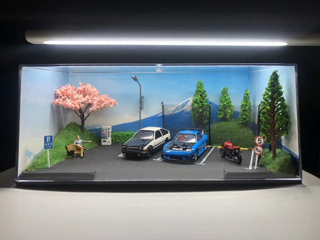 1/64 City Building DIY House Parking Garage Repair Shop Miniature Landscape Car Model Display Box Collection Worth Collecting 2