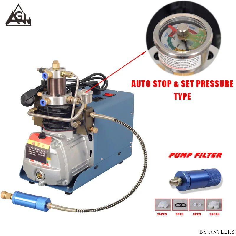 30Mpa 4500psi 300Bar высокого давления воздуха PCP винтовка Пейнтбол Дайвинг Электрический компрессор насос с фильтром мини компрессор - Напряжение: 220V Set Pressure