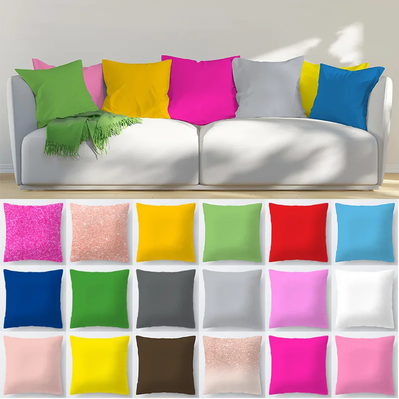 

Double-sided Decorative Pillow Cover 45x45 Solid Color Cushion Cover Polyester Sofa Throw Pillows Pillowcase Nordic Home Decor