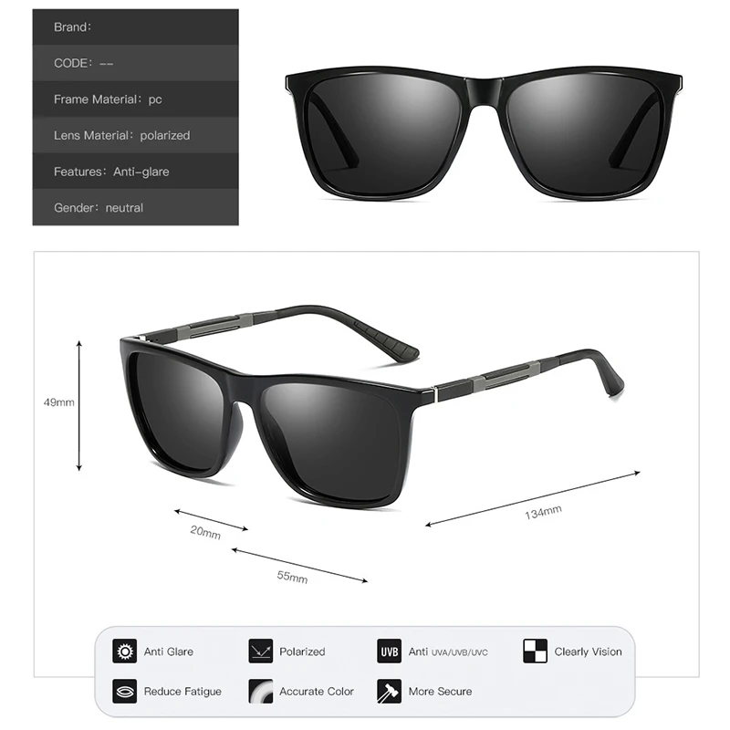 SAYLAYO поляризационные солнцезащитные очки для женщин и мужчин, алюминиевые магниевые ножки, фирменный дизайн, очки ночного видения для вождения, квадратные очки, UV400