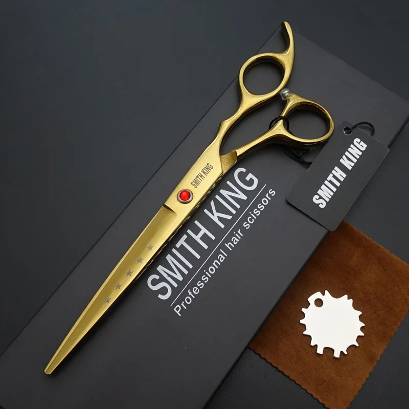 SMITH KING 7 inch Professional Hairdressing scissors, 7"Cutting scissors,styling scissors/shears+gift box/kits - Цвет: Золотой