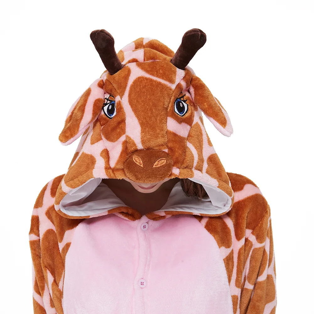 Kigurumi Adult Anime Cosplay Costume Giraffe Onesies Cartoon Children Pajamas Winter Sleepwear Boys Onesies Girls Pajama Set