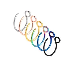 2 шт стальная панк клипса на Поддельные кольца для носа, губ, ушей, Пирсинг перегородки унисекс Женские Ювелирные изделия Искусственный пирсинг носовой перегородки обруч