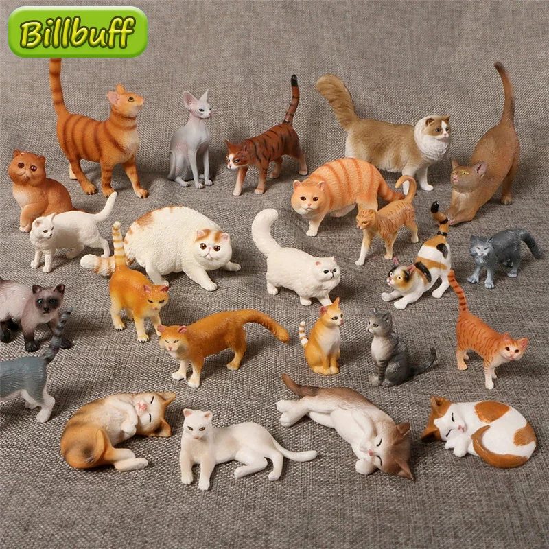 NewSimulationWildAnimalModelToysSetWhitePetCatPoultryOrange