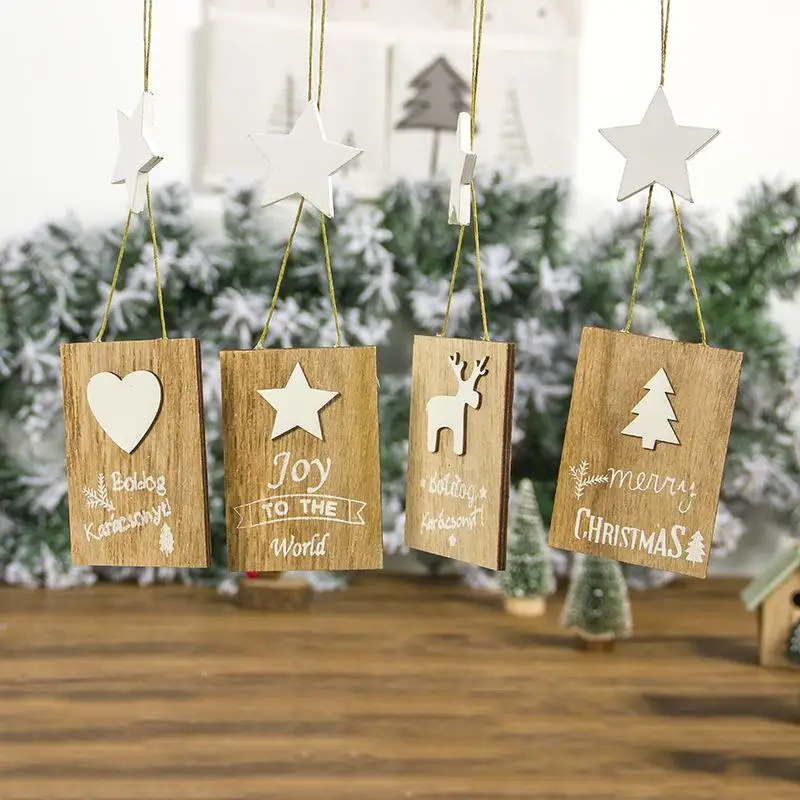 

2020 New Year Christmas decoration Wooden Xmas letter doodle small wooden sign pendant Creative DIY Christmas tree tag FZ272