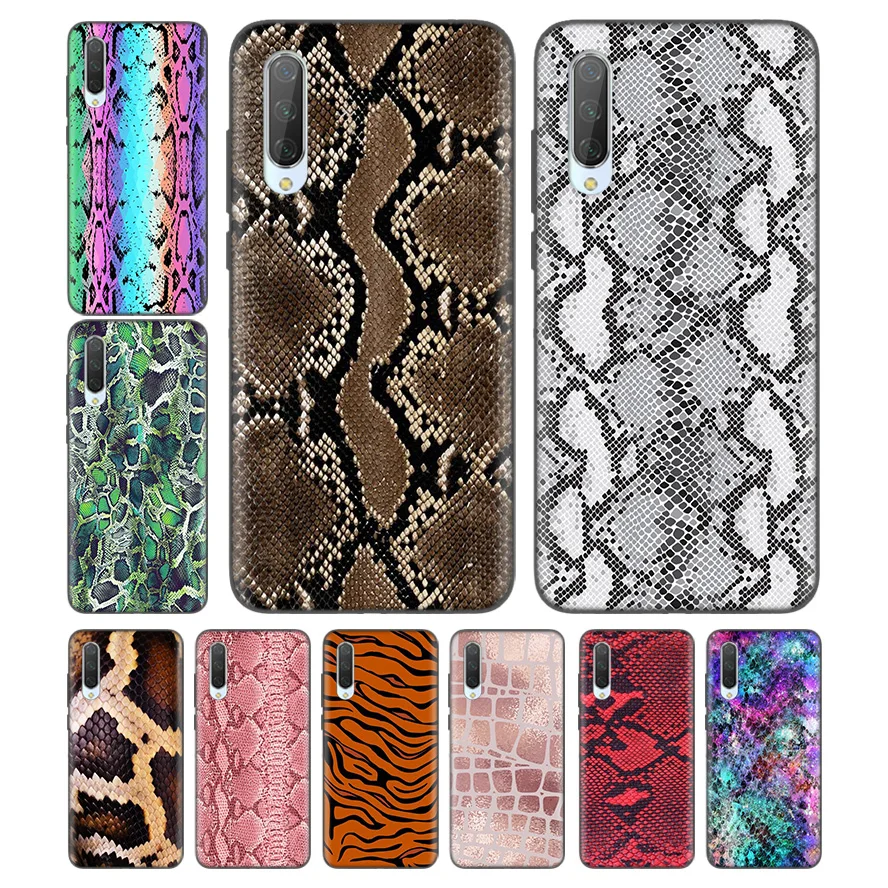 

Silicone Case For Xiaomi Redmi Note 7 7A 7S 6 6A 5 K20 Mi A1 A2 A3 8 9T CC9 CC9E GO Lite Pro F1 Cover Pink Snake Skin DIY Printi
