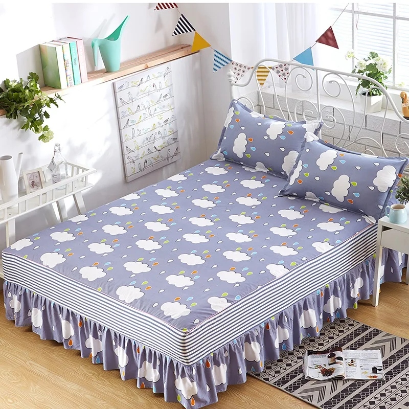

Bedspread Skirt Type Bedspread Single Mattress Cover Protection Dustproof and Antiskid Bedspread Fitted Sheet