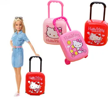 

Fashion Doll Accessories Plastic Furniture Kids Toys Play House 3D Travel Train Suitcase Luggage For Barbie Doll blythe