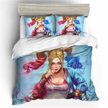 

A Bedding Set 3D Printed Duvet Cover Bed Set Suicide Squad Harley Quinn Home Textiles Bedclothes with Pillowcase #FPHL02