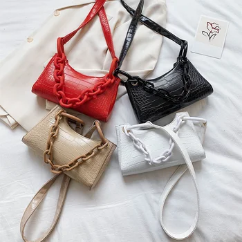 

Popular Simple Female Daily Bag Casual PU Leather Sling Handbag Purse Women Elegant Chain Shoulder Crossbody Bag
