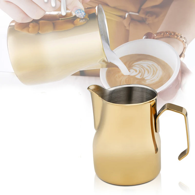 550Ml Long Mouth Coffee Pull Cup Stainless Steel Flower Pot Needle Cappuccino Flower Cylinder