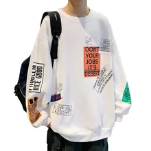 

Loose Version Oversized Hoodie Quality Round Neck Gothic Clothes Spring and Autumn New Style Sweater Large Size Fashion Patch