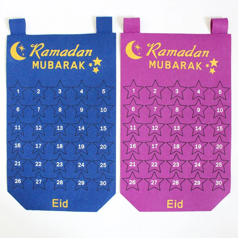

Eid Mubarak Countdown Calendar Household Felt Wall Calendar For Home Ramadan Kareem Muslim Balram Party Decoration