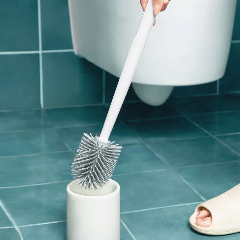 XIAOMI YJ Vertical Toilet Cleaning Brush Soft Glue Bristles Toilet Brush Scrubber Clean Handle Corner Brush Bathroom Toilet Tool (5)