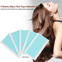 5 листов, 60 шт., клейкая лента для волос, 4 см* 0,8 см, двухсторонняя клейкая лента, водонепроницаемая лента для кружевного парика, инструмент для наращивания волос