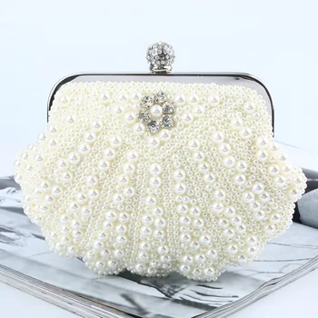 

2020 summer shell bag banquet bag pearl dinner bag water diamond bag luxury handmade color ding evening wear dinner bag
