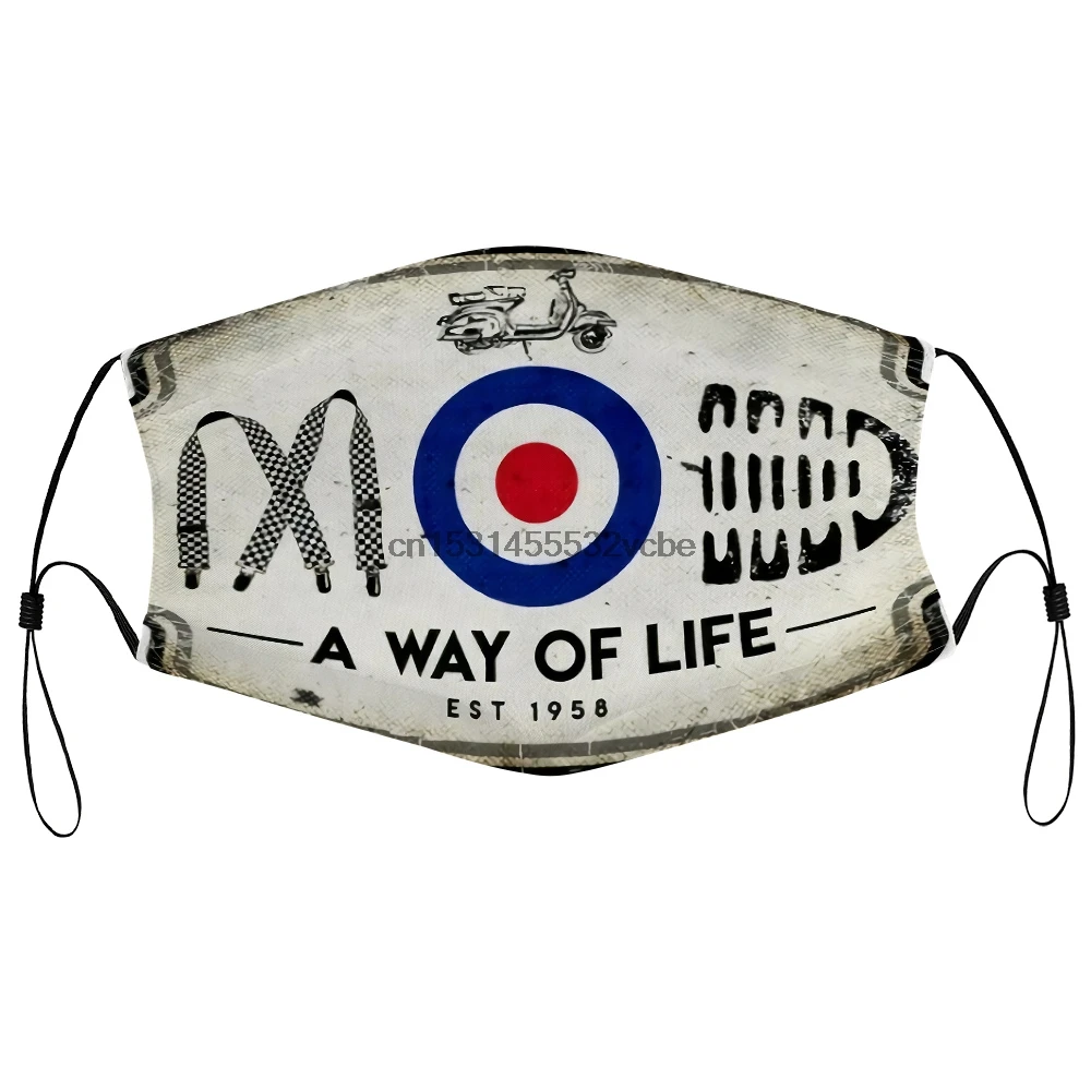 Dust Mask With Filter Mods SKA 2 tone Way of life Vespa Lambretta Scooter Rude Boy Mens Mouth Face | Аксессуары для одежды