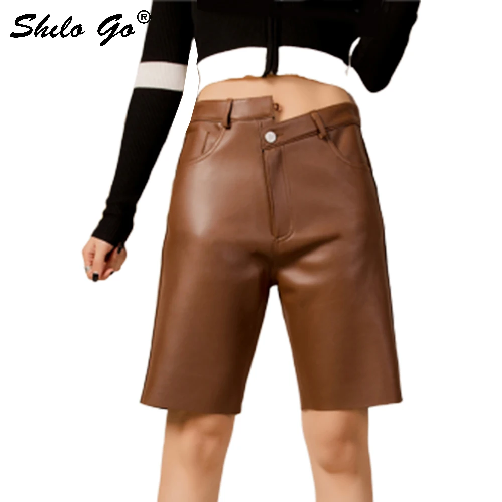 Lederen Broek Highstreet Multicolor Knop Schapenvacht Knie Lengte Broek Vrouwen Herfst Winter Casual Solid Laarzen Broek Lederen Broek Highstreet Multicolor Knop Schapenvacht Knie Lengte Broek Vrouwen Herfst Winter Casual Solid Laarzen Broek