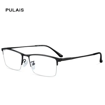 

PULAIS Pure Titanium Computer Blue light Blocking Glasses For Men Prescription Semi Rimless Eyeglasses Optical UV400 Eyewear