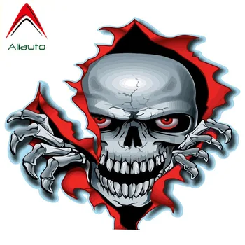 

Aliauto Personality Car Sticker Red Eyed Skull Classic Motorcycle Parts Waterproof Cover Scratch Accessories PVC Decal,15cm*13cm