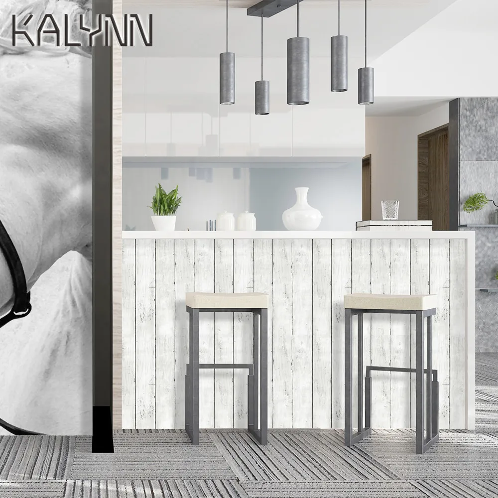 Self Adhesive Wallpapers 1.47x19.7ft White Wood Decorative Films Living Room Bedroom kitchen Home Improvement DIY Wall Stickers