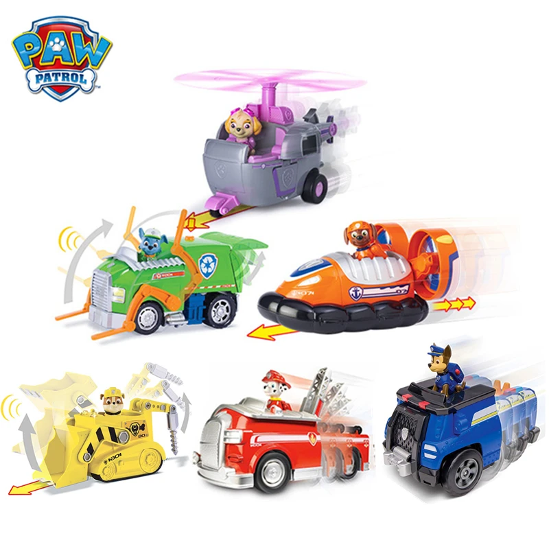 

Original Paw Patrol Sound and light Deformation Vehicle Toy Set Anime Action Figure Model Car Spin Master Toy Kids birthday Gift