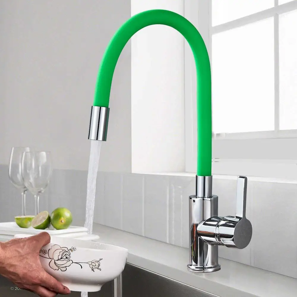 Green ULGKSD кухонный кран, Универсальный вращающийся выдвижной распылитель, насадка для кухонной раковины, смесители с одной ручкой, смесительный клапан, смеситель - Цвет: Green