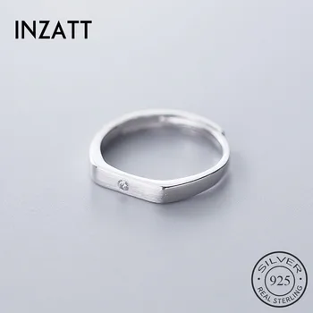 

INZATT Real 925 Sterling Silver Zircon Adjustable Couple Ring For Fashion Woman Wedding Minimalist Fine Jewelry Accessories