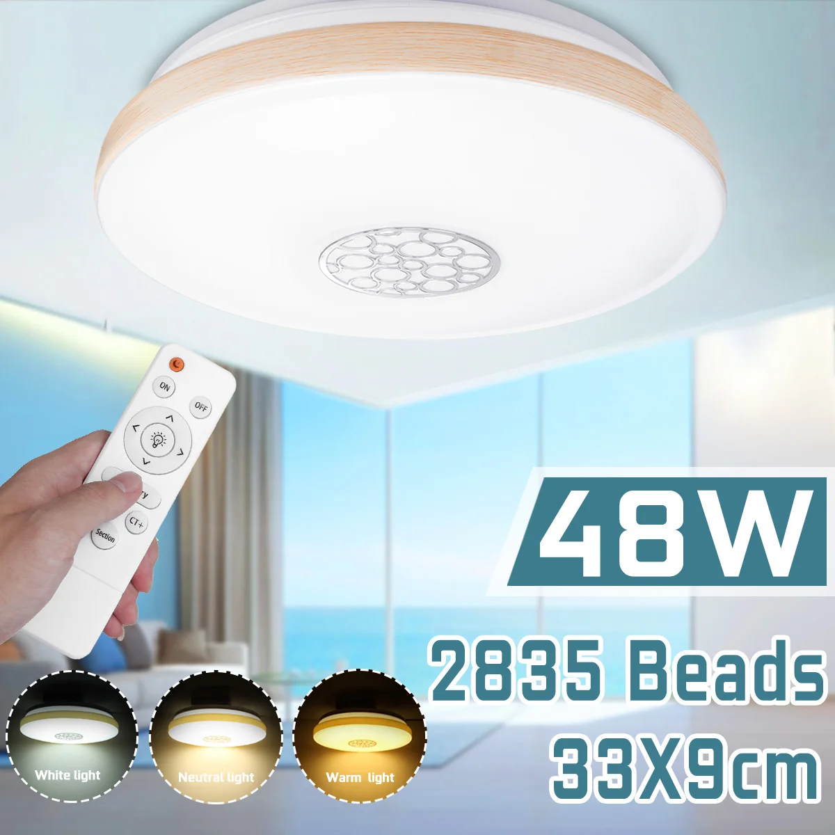 

LED Ceiling Light 48W Smart LED Panel Lamp Remote Control for Home Living Room Bedroom Kitchen Lamp AC180-260V 3 Modes