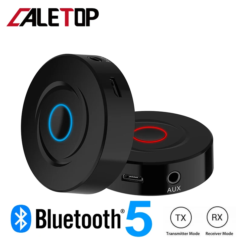 CALETOP Bluetooth приемник передатчик Bluetooth 5,0 2 в 1 Беспроводной адаптер 3,5 мм Aux аудио адаптер для автомобильного комплекта для ТВ Динамик вкладыши - Цвет: Черный