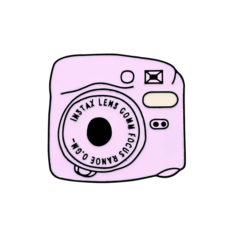 Милые розовые эмалированные булавки Рюкзак Книги камера мобильный телефон CD брошь мультфильм пользовательские значок Девушки джинсовые куртки нагрудные булавки воротник ювелирные изделия - Окраска металла: Camera