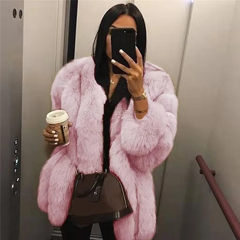 Pink DEAT, осенне-зимнее теплое пальто из искусственного меха, элегантное, сексуальное, для ночного клуба, знаменитостей, большие размеры, вечерние, модные зимние пальто для женщин, MG764 - Цвет: Pink