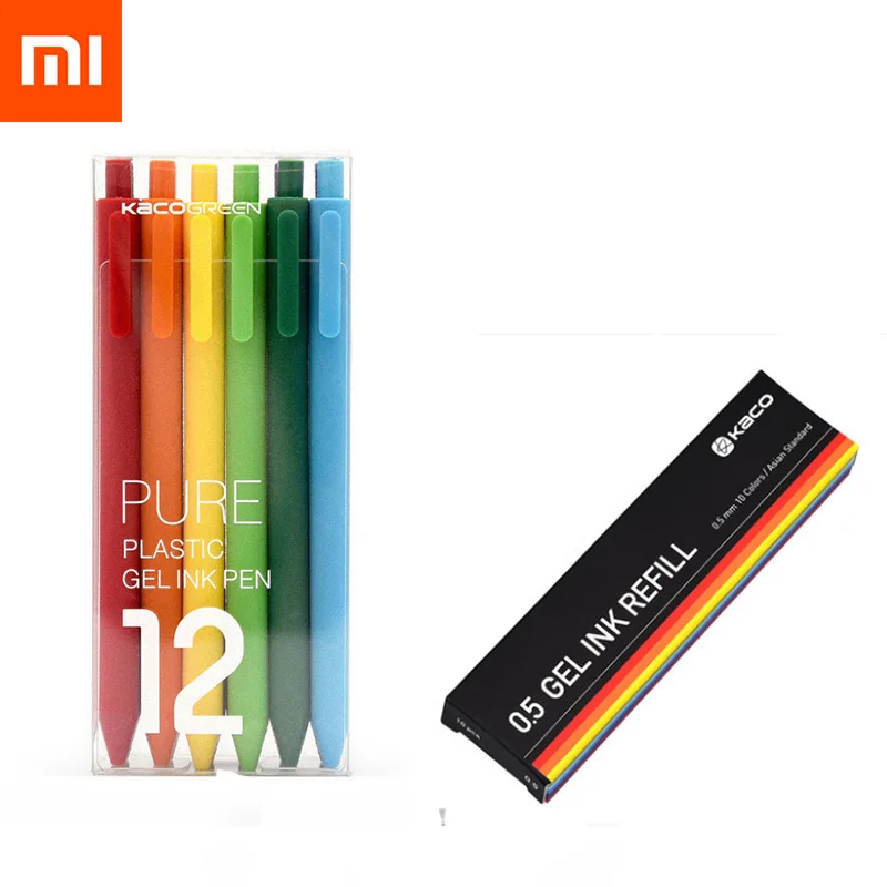 Pen Ink Xiaomi Mijia KACO цветная ручка 12 цветов 0,5 мм запасной стержень ABS пластик длина записи 400 м от Xiaomi Mijia экологическая цепь - Цвет: Pen Ink