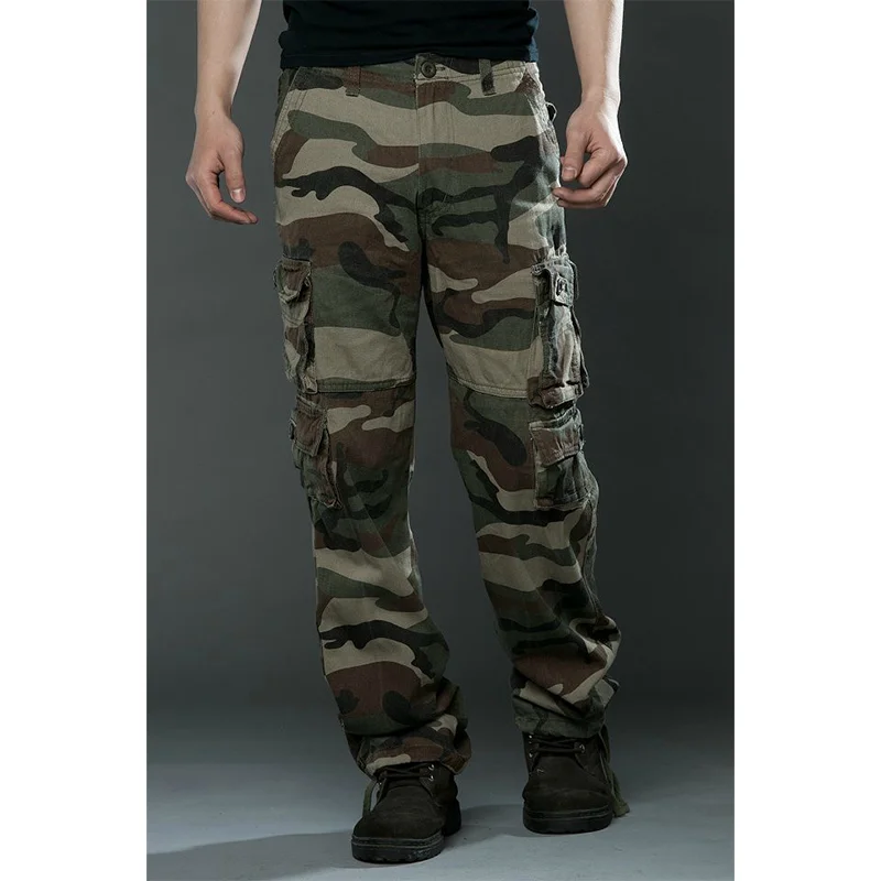 

Men Tactical Cargo Pants 100% Cotton Many Pockets Stretch Flexible Casual Trousers Men Combat SWAT Army Military Pants Y