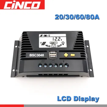 

20A/30/40A/50/60/80A 12 24 36 48 V Volt PV Solar Charge Controller PWM battery charger PV Regulators LCD Display 5V Two USB