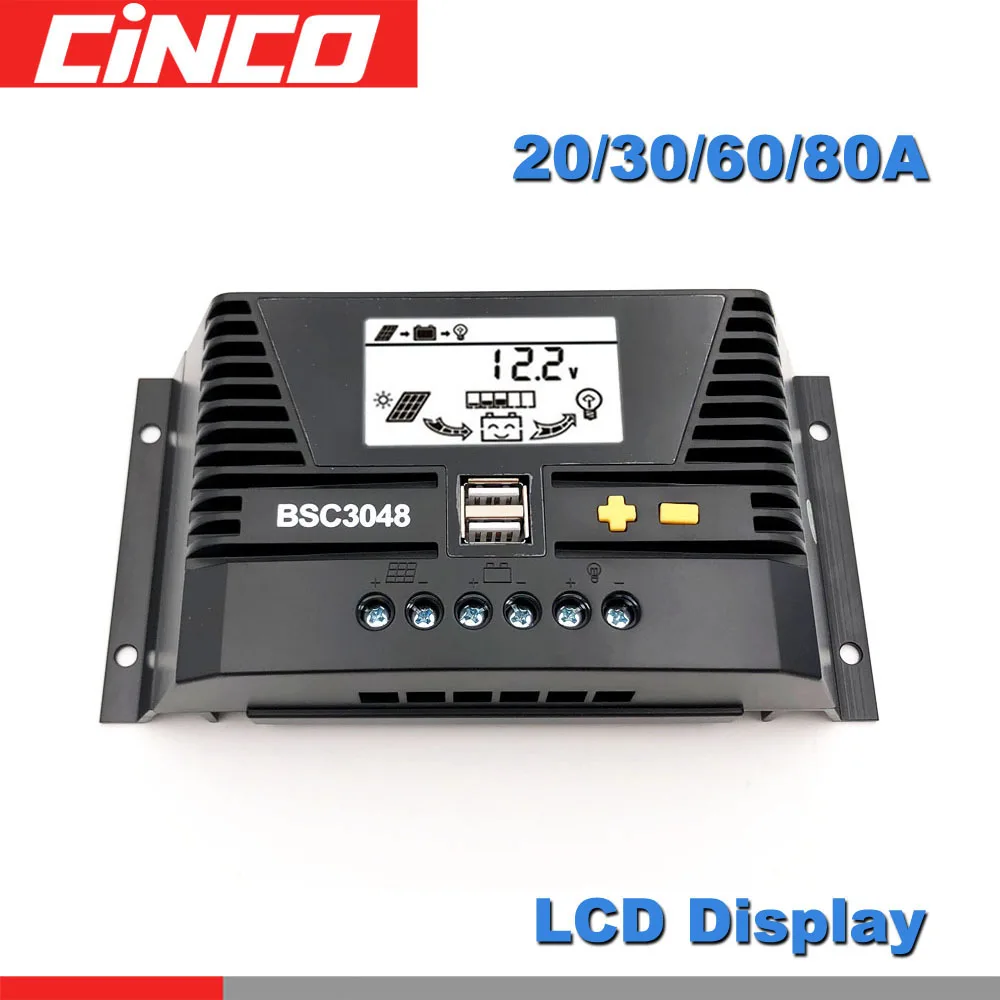 Najtaniej 20A 30 40A 50 60 80A 12 24 36 48 V Volt fotowoltaiczny solarny kontroler ładowania akumulatora PWM ładowarka PV organy regulacyjne wyświetlacz LCD 5V dwa porty USB