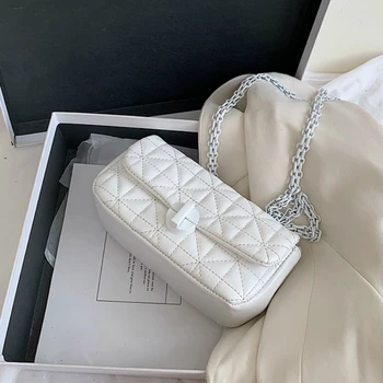 

PU Leather Embroidery thread Purple Crossbody Bags For Women Small Chain 2020 Summer Elegant Shoulder Handbags Female