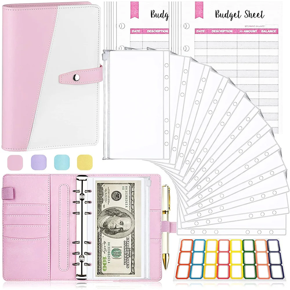 Cash Envelopes Wallet - RFID Blocking - Finances Organizer Calendar Budget Planner Notebook with 2023 Weekly & Monthly Planner Refill & 12 Budget