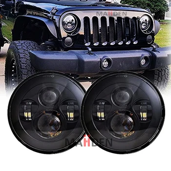 

7" H4 LED High/Low Beam Round Headlamp For Jeep Wrangler JK Hummer H1 H2 UAZ Hunter 7 Inch Projector Driving Forward Headlights