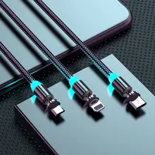 Магнитный Micro USB кабель для iPhone 6, 7, 8, X 11 Pro Max, samsung S9 type C, кабель для освещения телефона, 1 м, 2 м, светодиодный USB C кабель, шнур