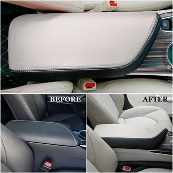 

Faux Leather Top Auto Center Armrest Surface Case Cover Trim environmentally For Toyota Camry 18 Beige +Black 35*18cm