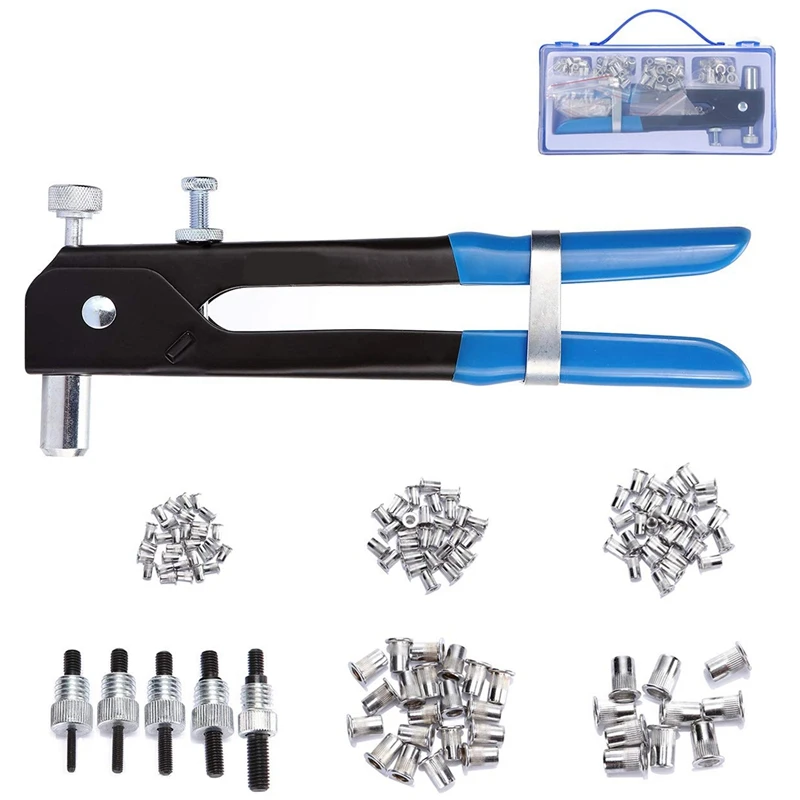 

ABSS-126pcs Rivet Nut Tool Kit Set Blind Rivet Nut Hand Riveter Tool Wrench Threaded Insert Rivnut Nutsert M3/M4/M5/M6/M8