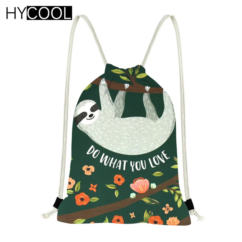 HYCOOL женская спортивная сумка для фитнеса с принтом "Ленивец", Детская сумка с кулиской для спортзала, рюкзак для тренировок на открытом воздухе - Цвет: HXA08Z3
